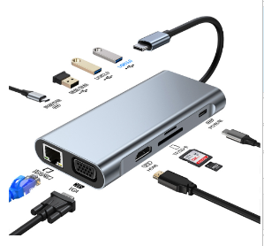 Type-C Docking Station USB Hub Adapter with Dual HDMI